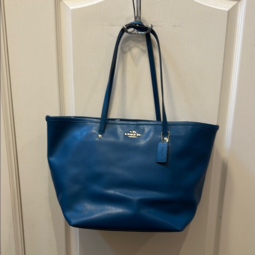 Coach Teal Leather Tote Bag
